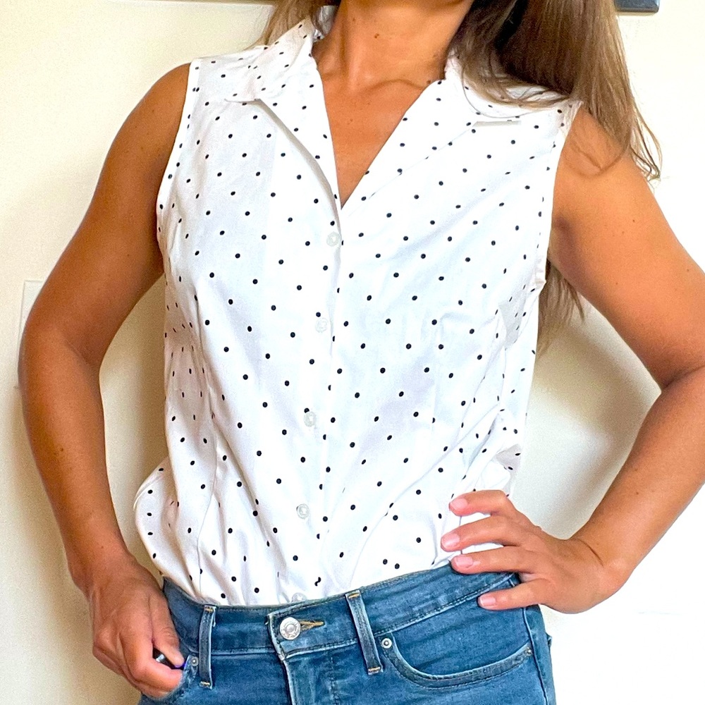 Anne Klein button up, polka dot tank
